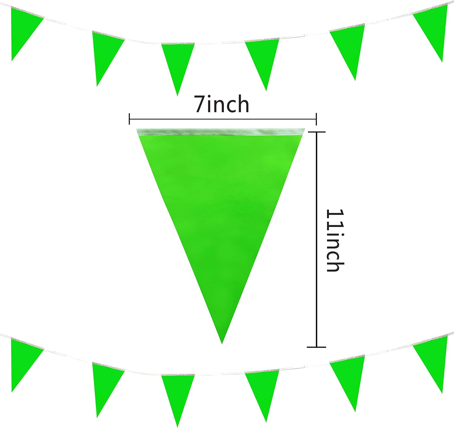 100 Feet Green Pennant Banners for Party Decorations