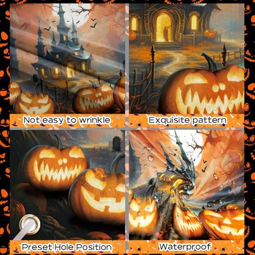 Halloween Banner Decoration with Castle and Pumpkins