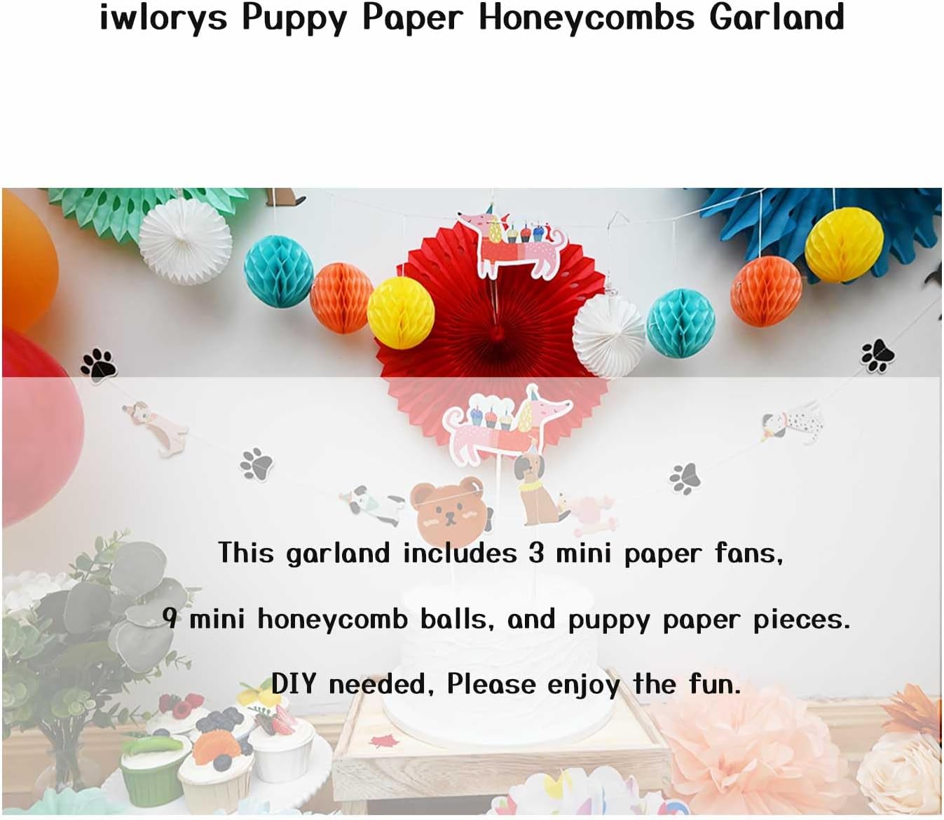 Dog Party Decorations with Pom Poms Fans and Garland
