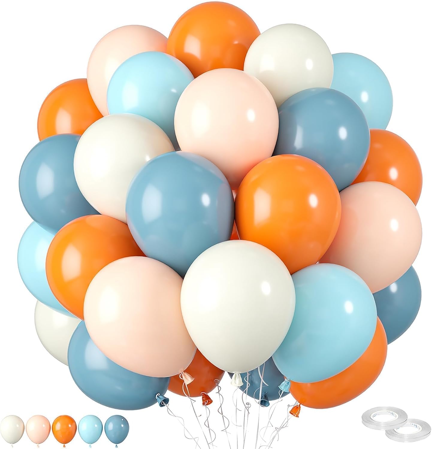 Orange And Blue Balloons Kit 60pcs 12 Inches