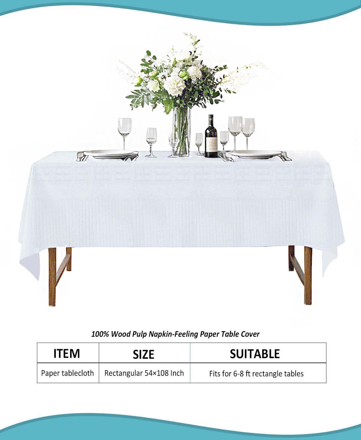TheoZemica 4 Pack Waterproof Table Covers 54x108 Inches