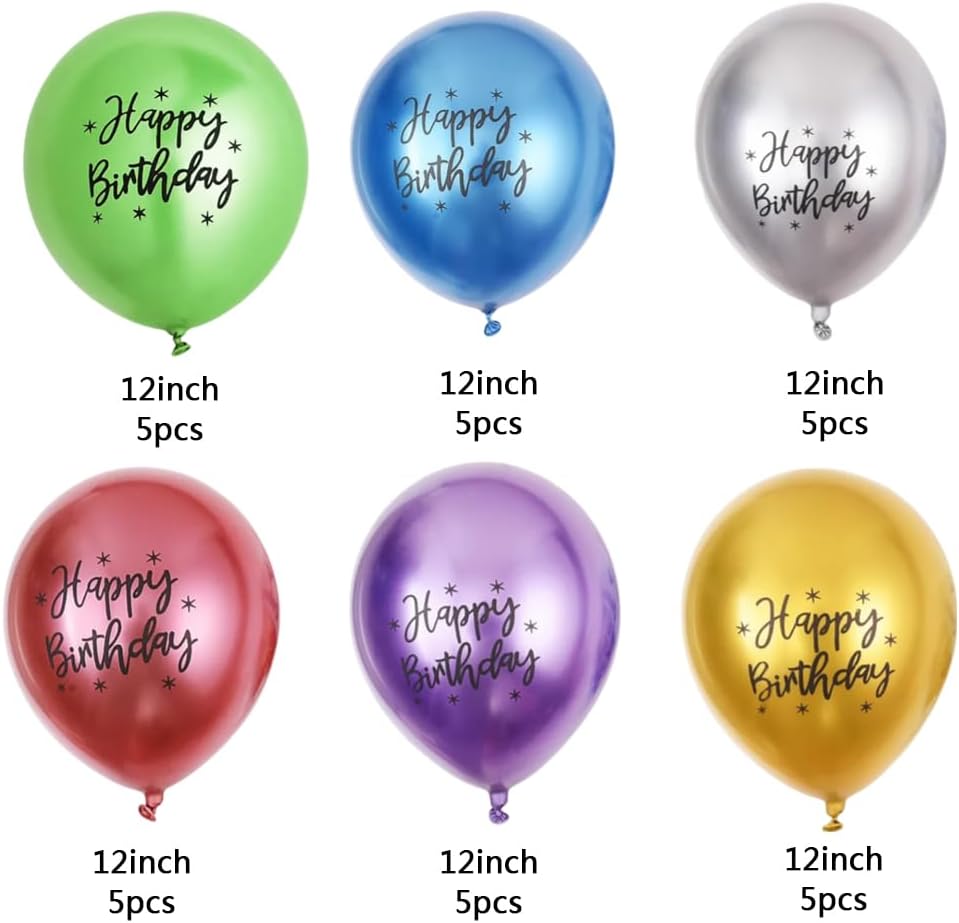 DUILE Metal Happy Birthday Balloons Decorative Party Supplies