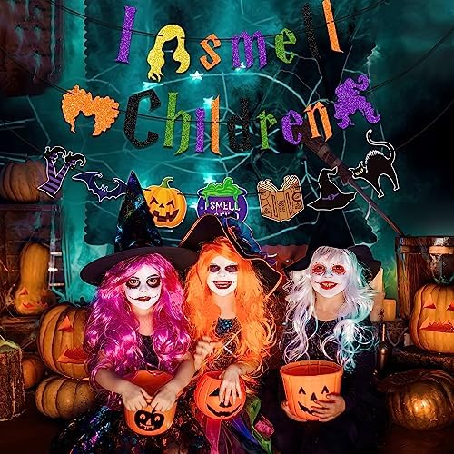 Pre-Strung I Smell Children Halloween Banner with Witches Hair