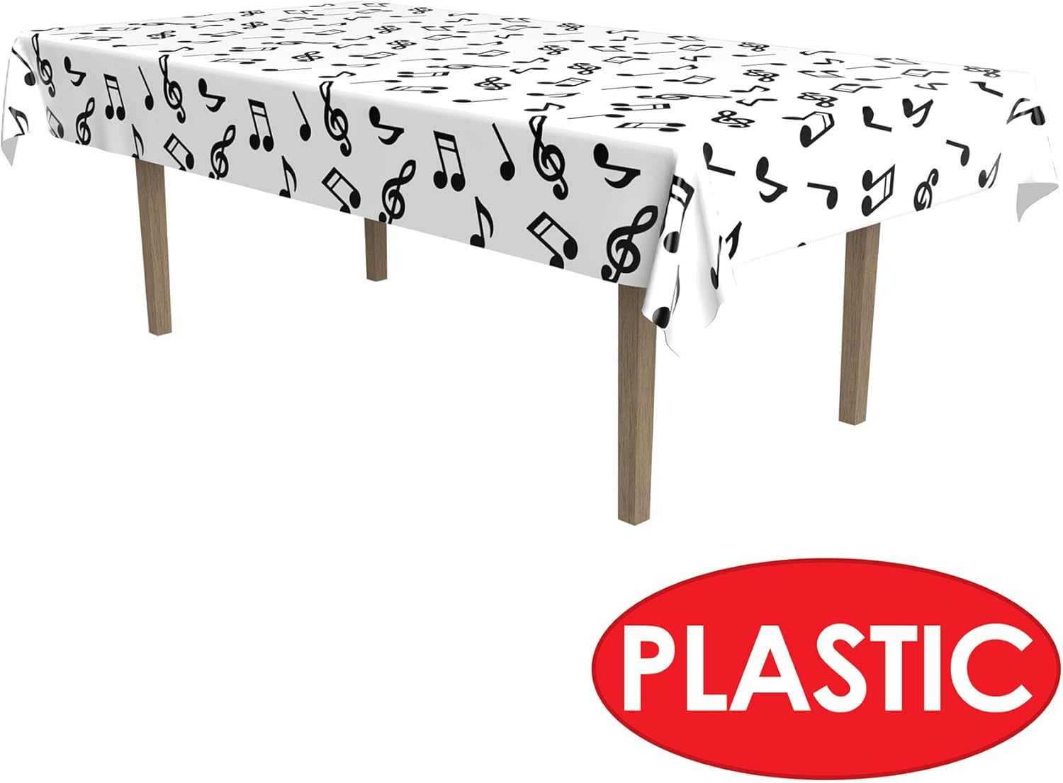 Beistle Musical Notes Tablecover White Black 50s Rock and Roll