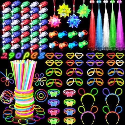 Glow in the Dark Party Supplies with 100 Glow Sticks and LED Toys