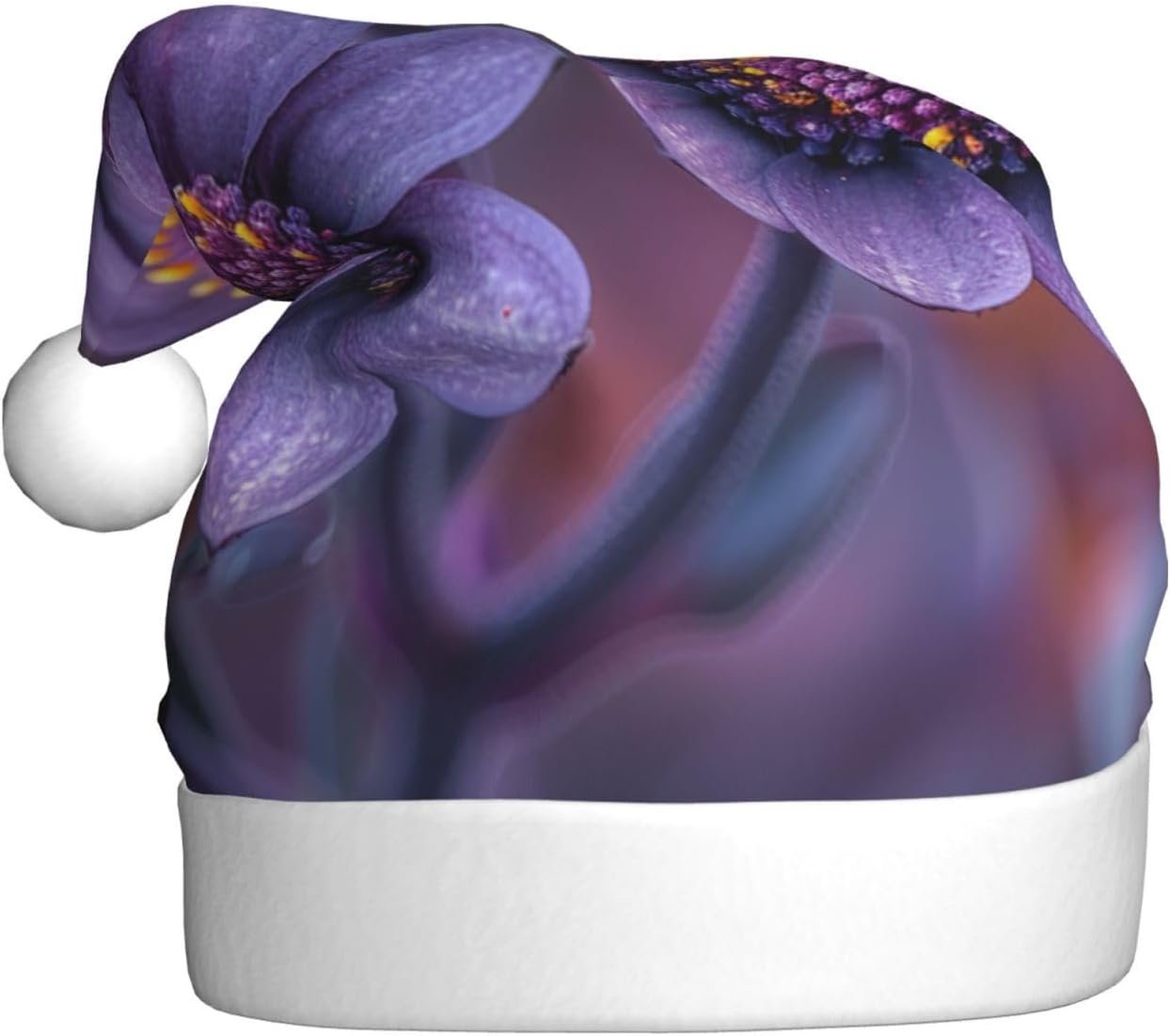 QINZHENG Personalized Santa Hat with Three Flowers Print