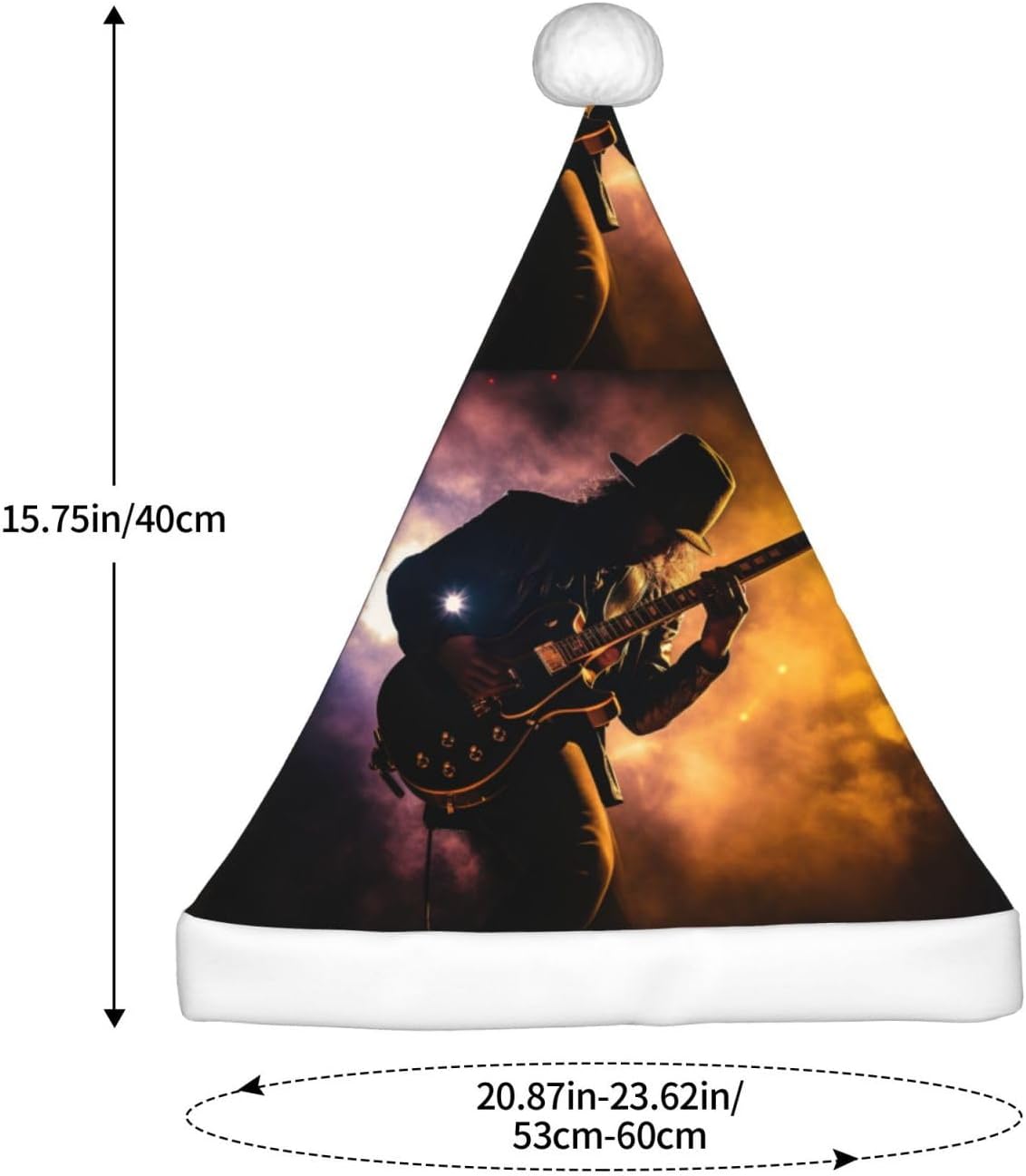 Personalized Santa Hat with Musical Guitar Print for Women