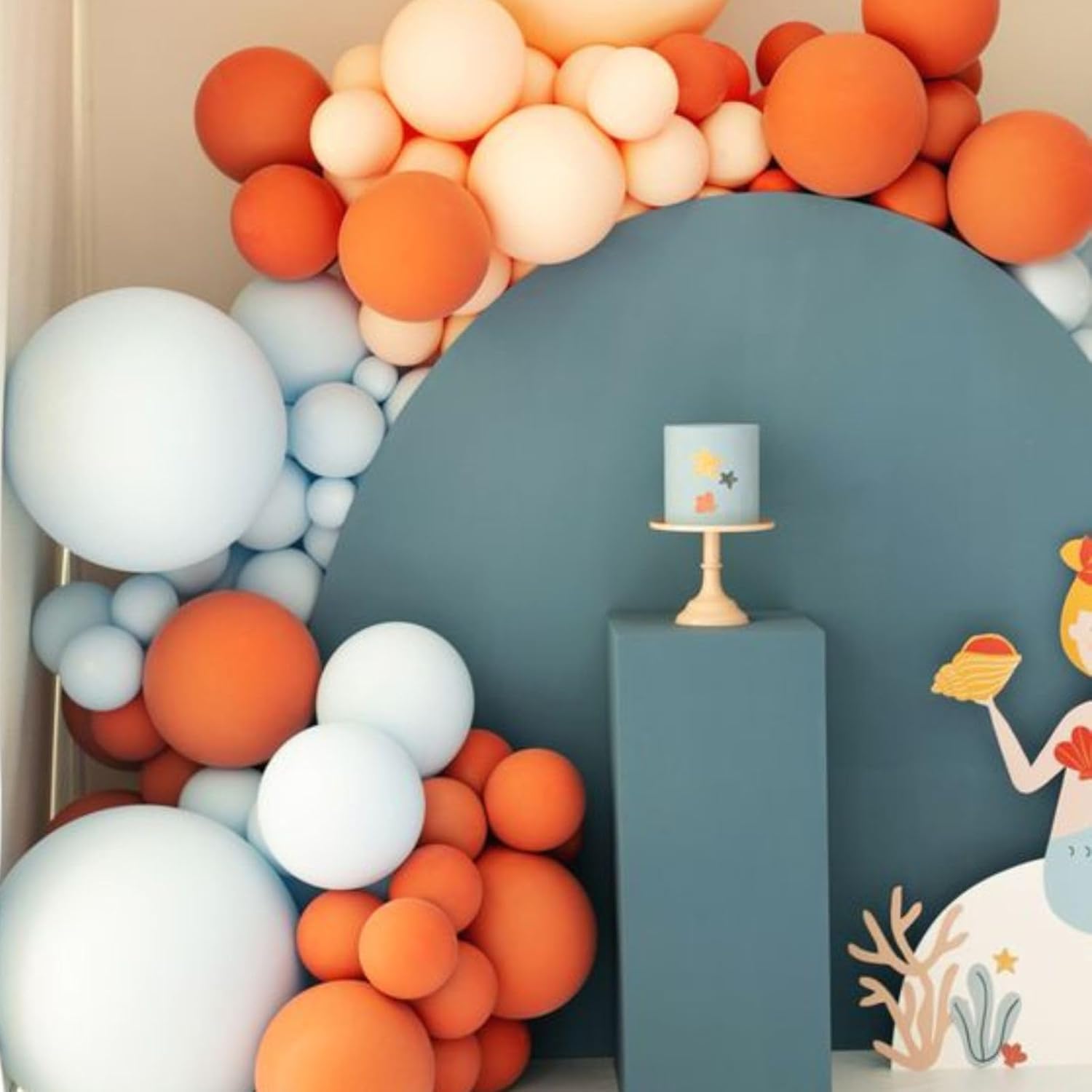 Orange And Blue Balloons Kit 60pcs 12 Inches