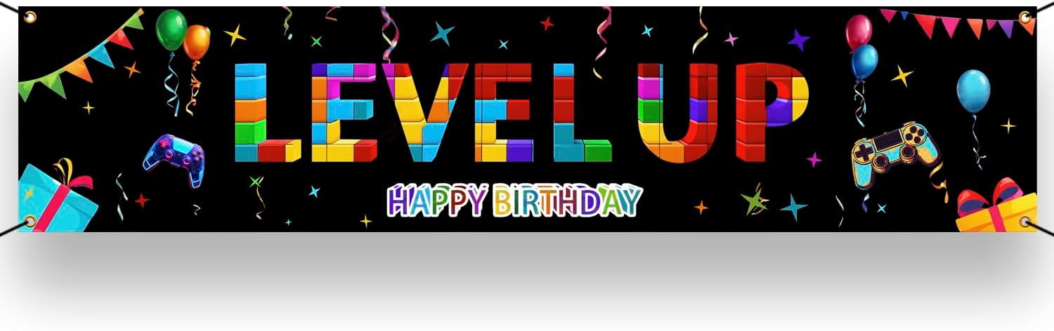 Video Game Happy Birthday Banner for Party Decor