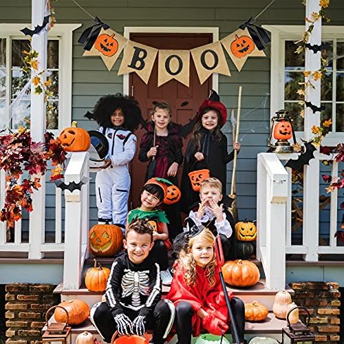 Whaline Halloween Bunting Banner with Glitter Pumpkin and Boo Design