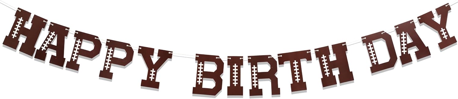 Football Birthday Banner with Rugby Stitching