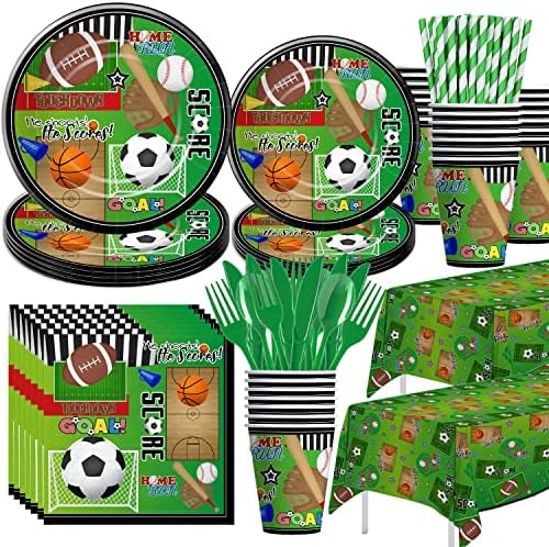 Xigejob Sports Theme Party Supplies for 24 Guests