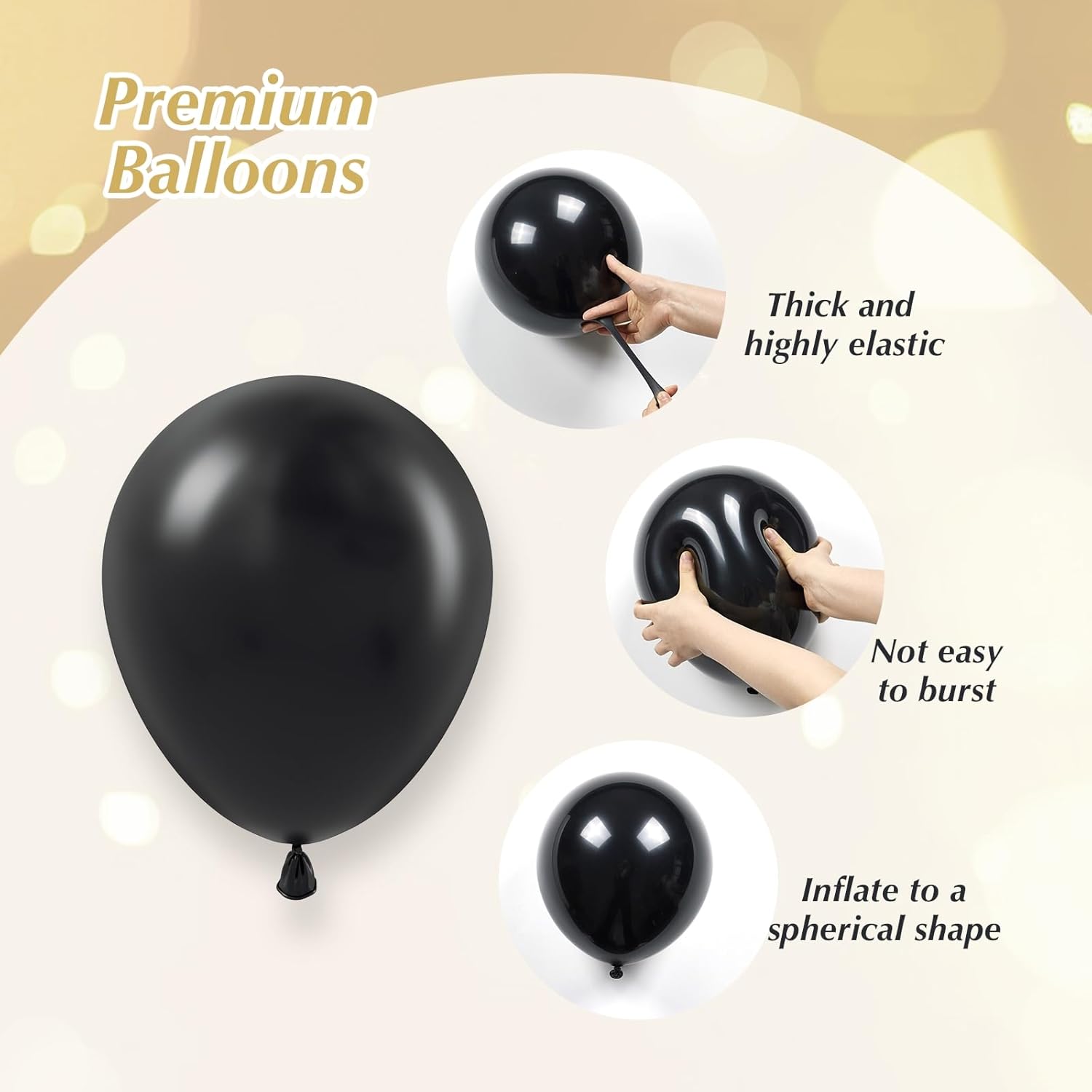Black and Gold Balloons 60pcs for Birthday Party Decorations