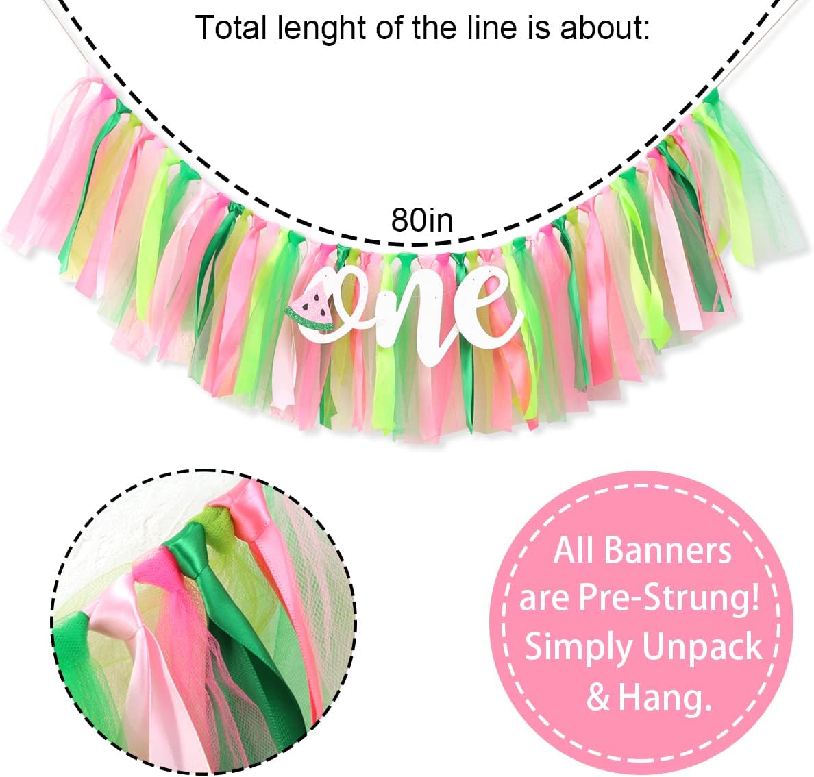 Watermelon Themed First Birthday Banner for High Chair