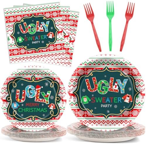 Christmas Ugly Sweater Party Tableware for 24 Guests