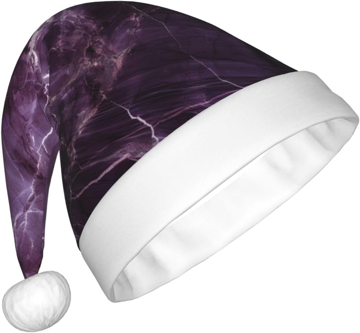 QINZHENG Purple Marble Print Santa Hat for Women Adult