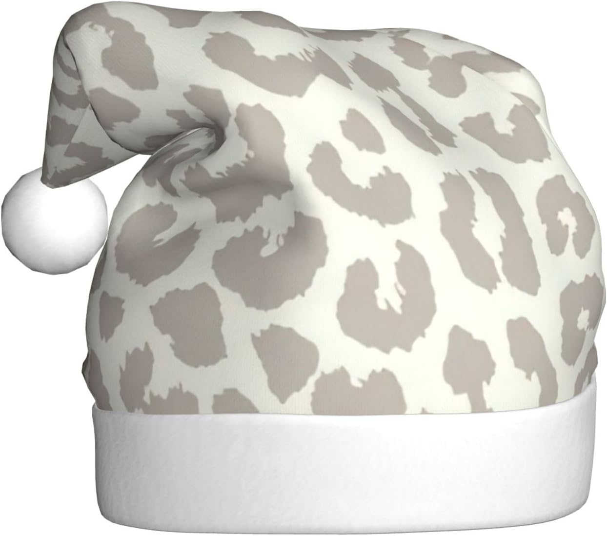 QINZHENG Brown Leopard Print Santa Hat for Women Adult