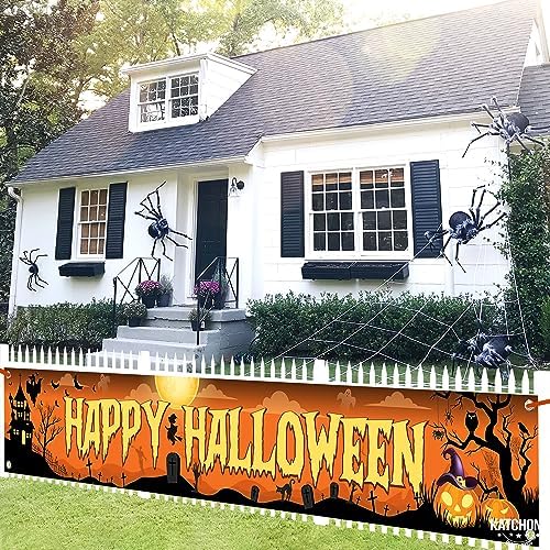 Katchon Happy Halloween Banners 120x20 Inch Outdoor