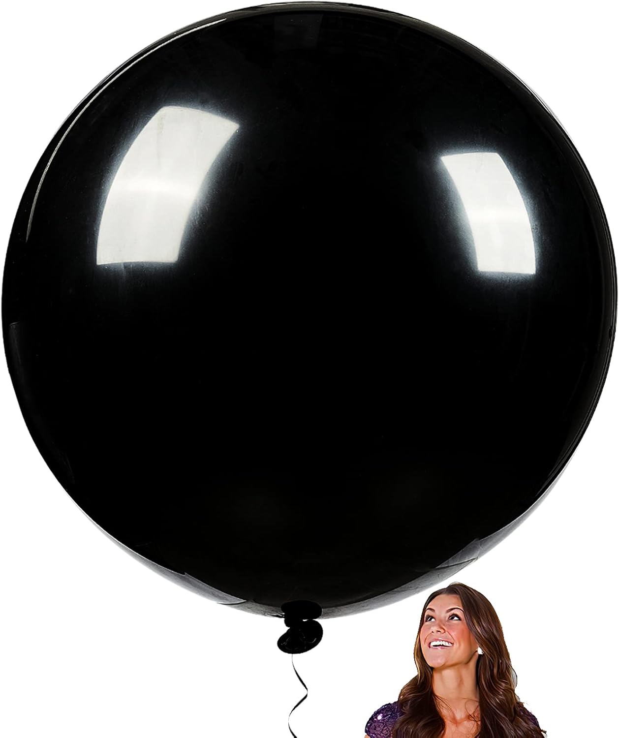 PartyWoo Extra Large Matte Black Latex Balloons 4pc 36 Inch