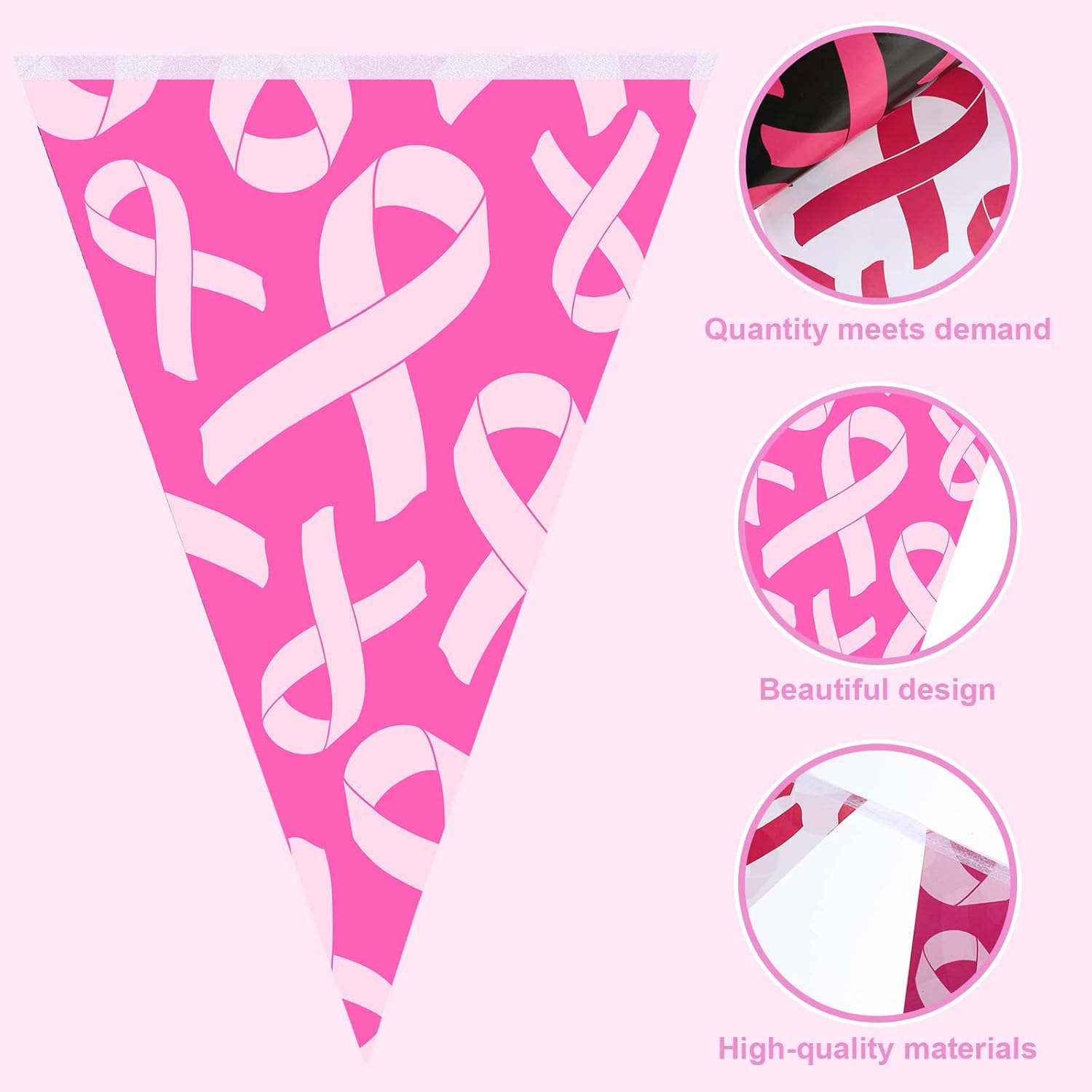 49 Ft Breast Cancer Awareness Pennant Banner Set