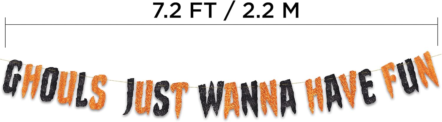 Ghouls Just Wanna Have Fun Glitter Banner Halloween Decor