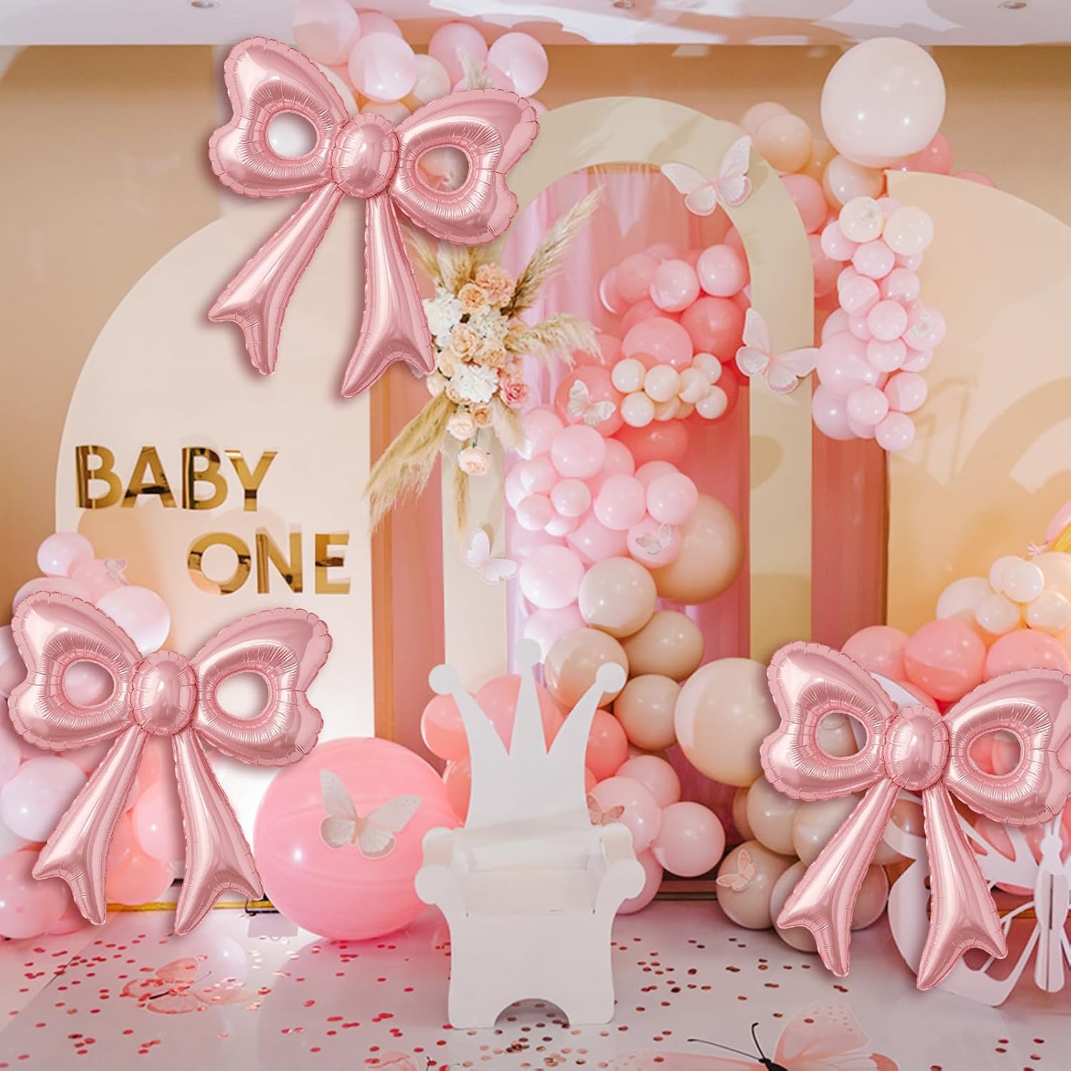4 Pcs Pink Bow Balloons 31 Inch Party Decorations