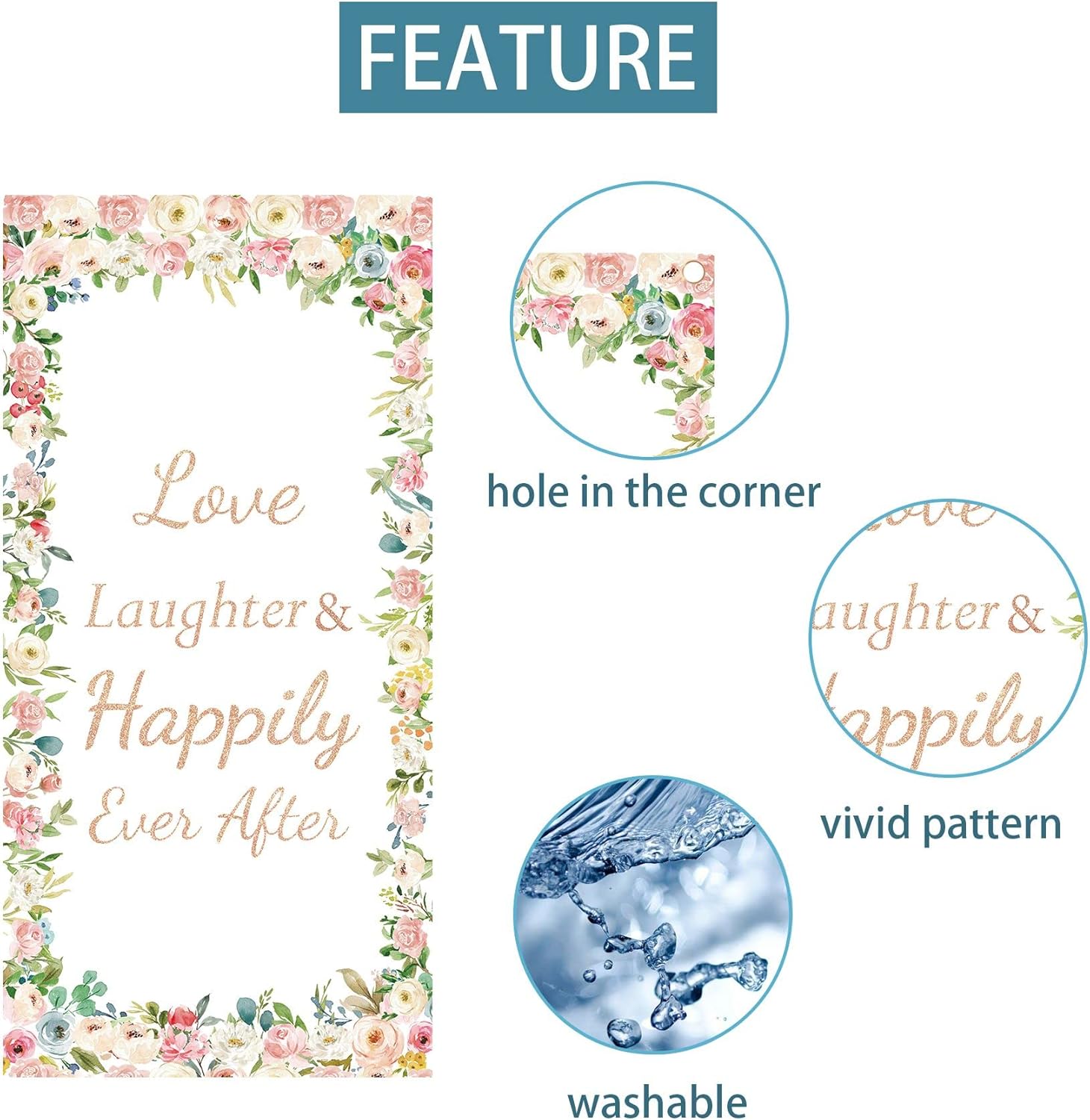 Joyiou Love Laughter Happily Ever After Door Banner