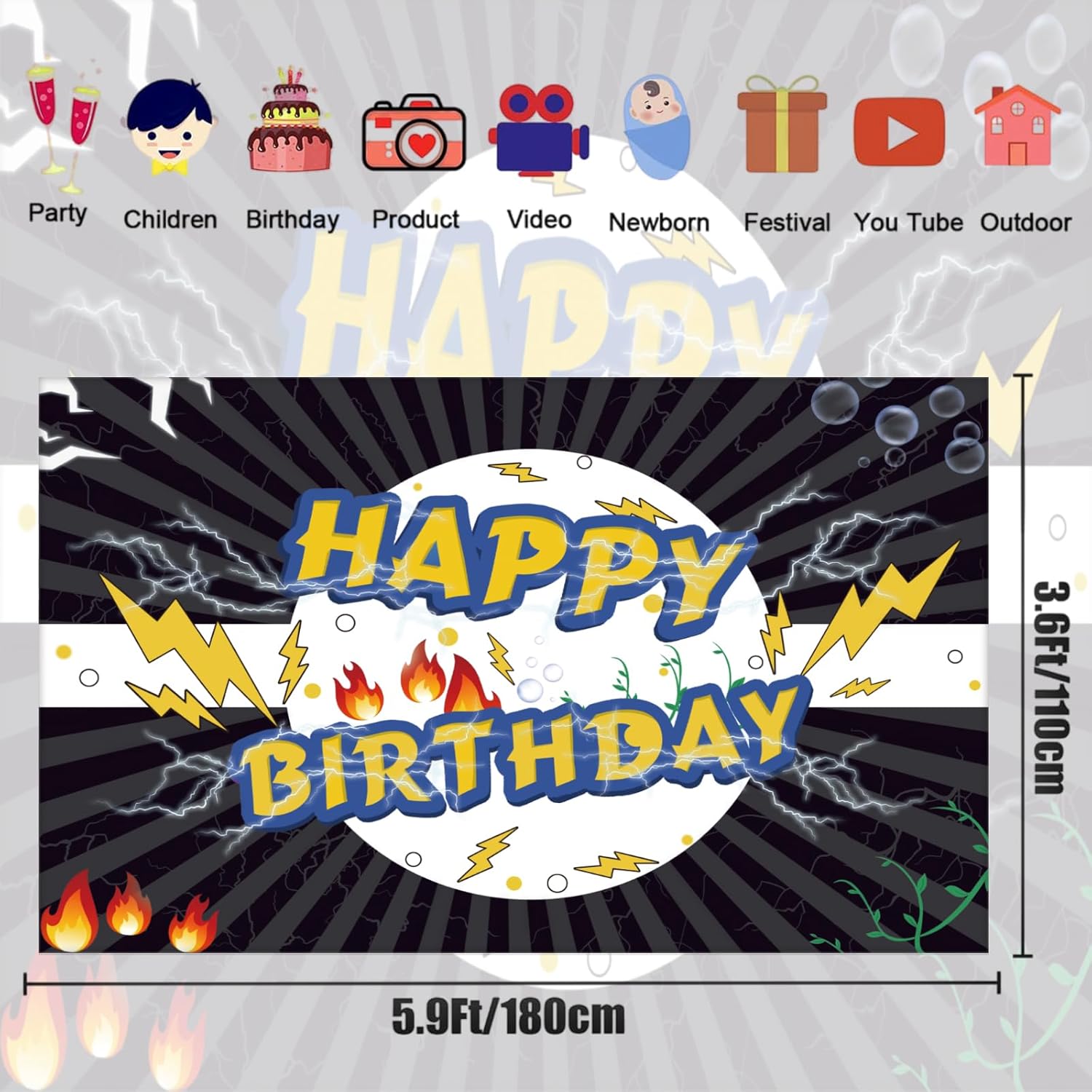 Animation Birthday Banner with Decorative Ribbon
