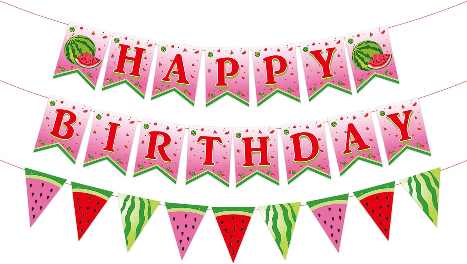 Watermelon Birthday Banner Happy Summer Party Decor