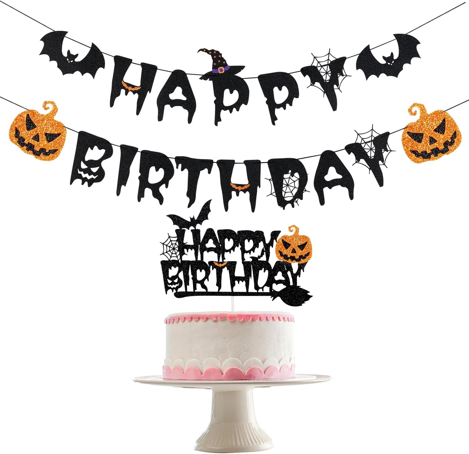 Halloween Happy Birthday Banner with Witch Design