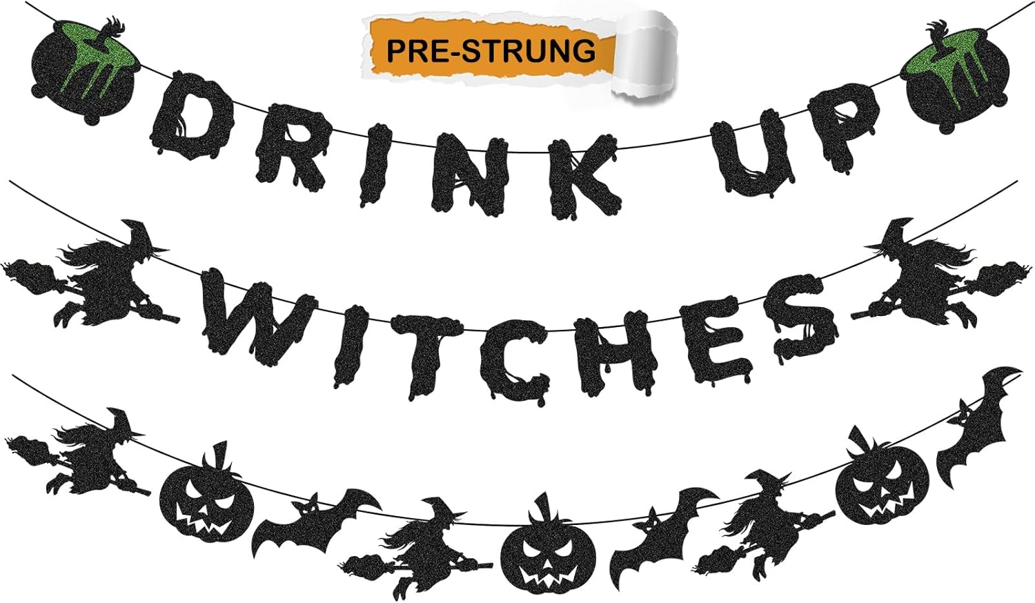KOKAR Halloween Decorations - Witches Banner Garland with Bats Pumpkin