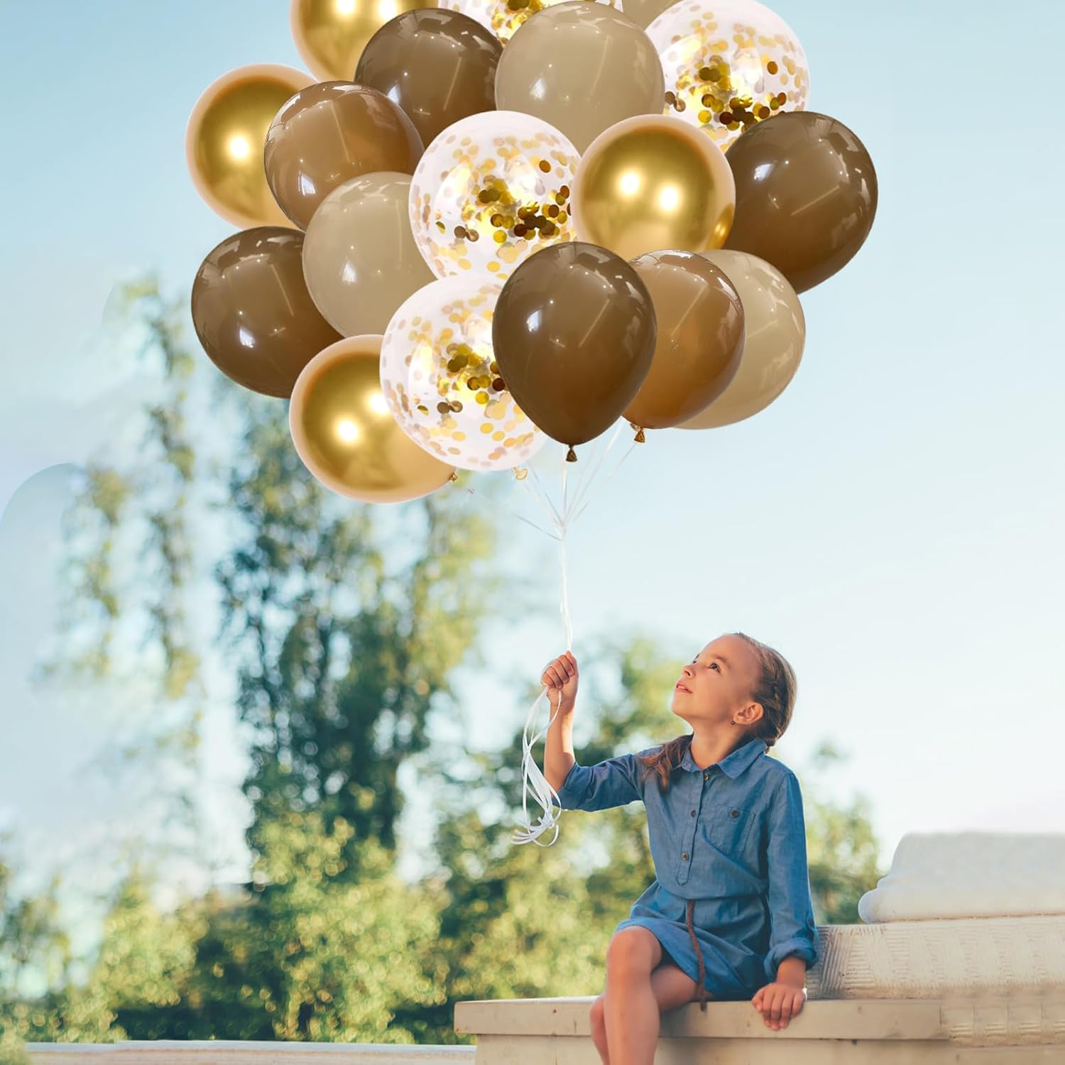 Brown and Gold Balloons Set for Birthday Decorations