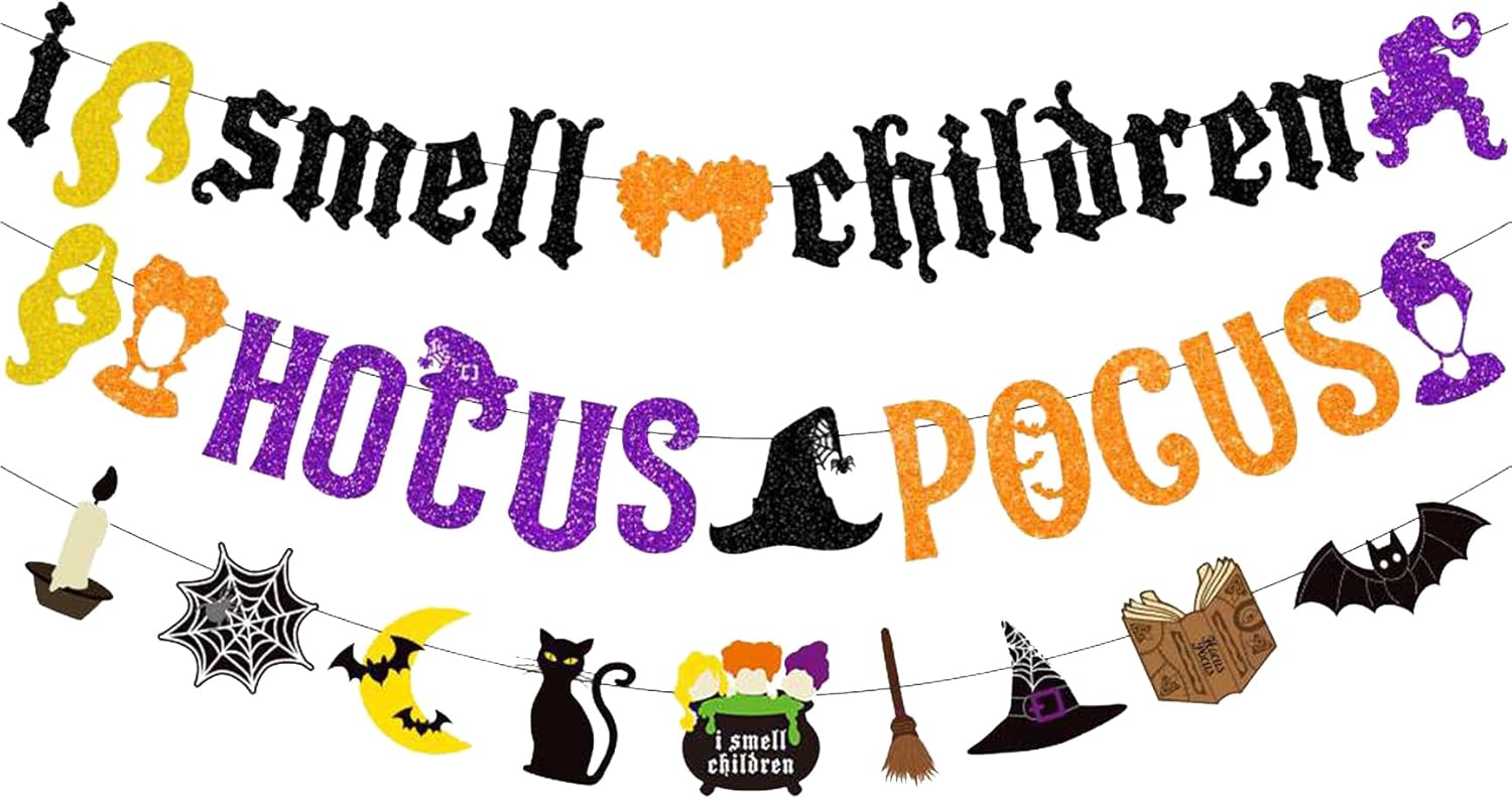 Glittery Hocus Pocus Halloween Banners 3 Pack