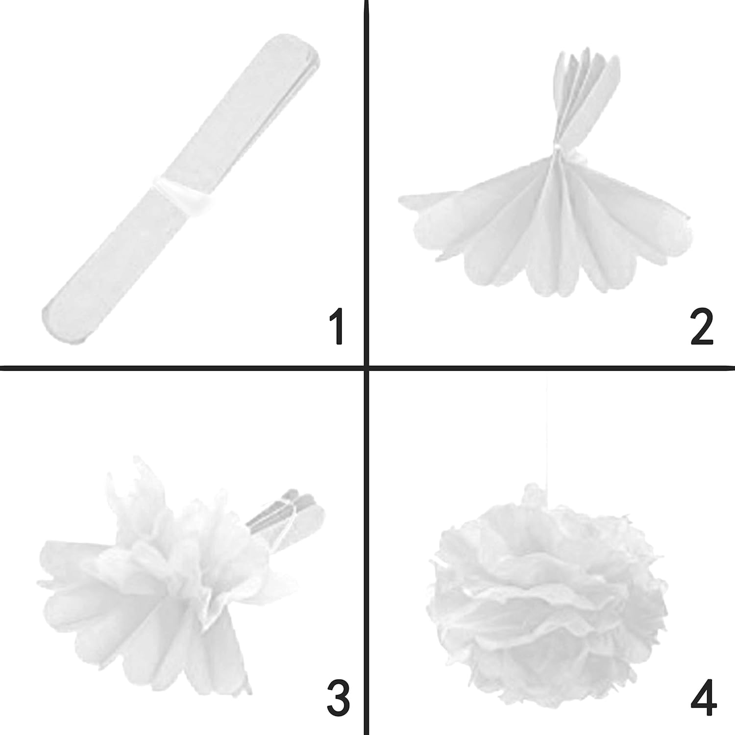 Red White Party Hanging Paper Fan Set - 10pcs