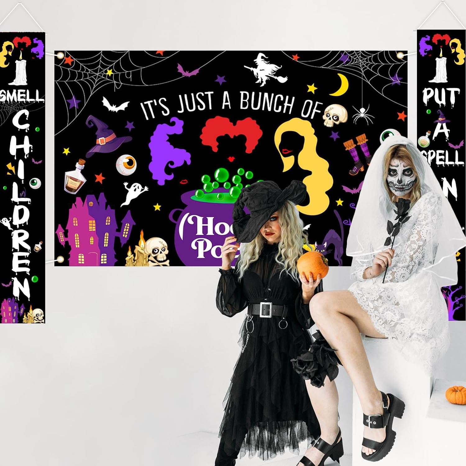 Avezano Hocus Pocus Halloween Decorations 3pcs Witches Banners