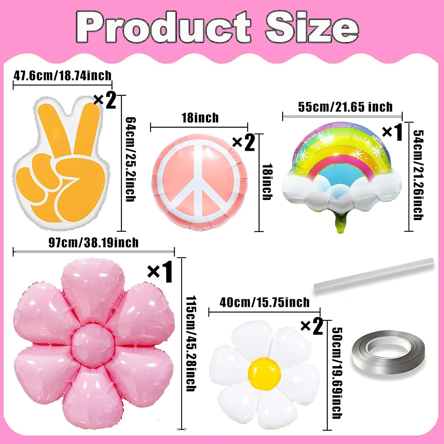 8pcs Groovy Retro Hippie Balloon Set