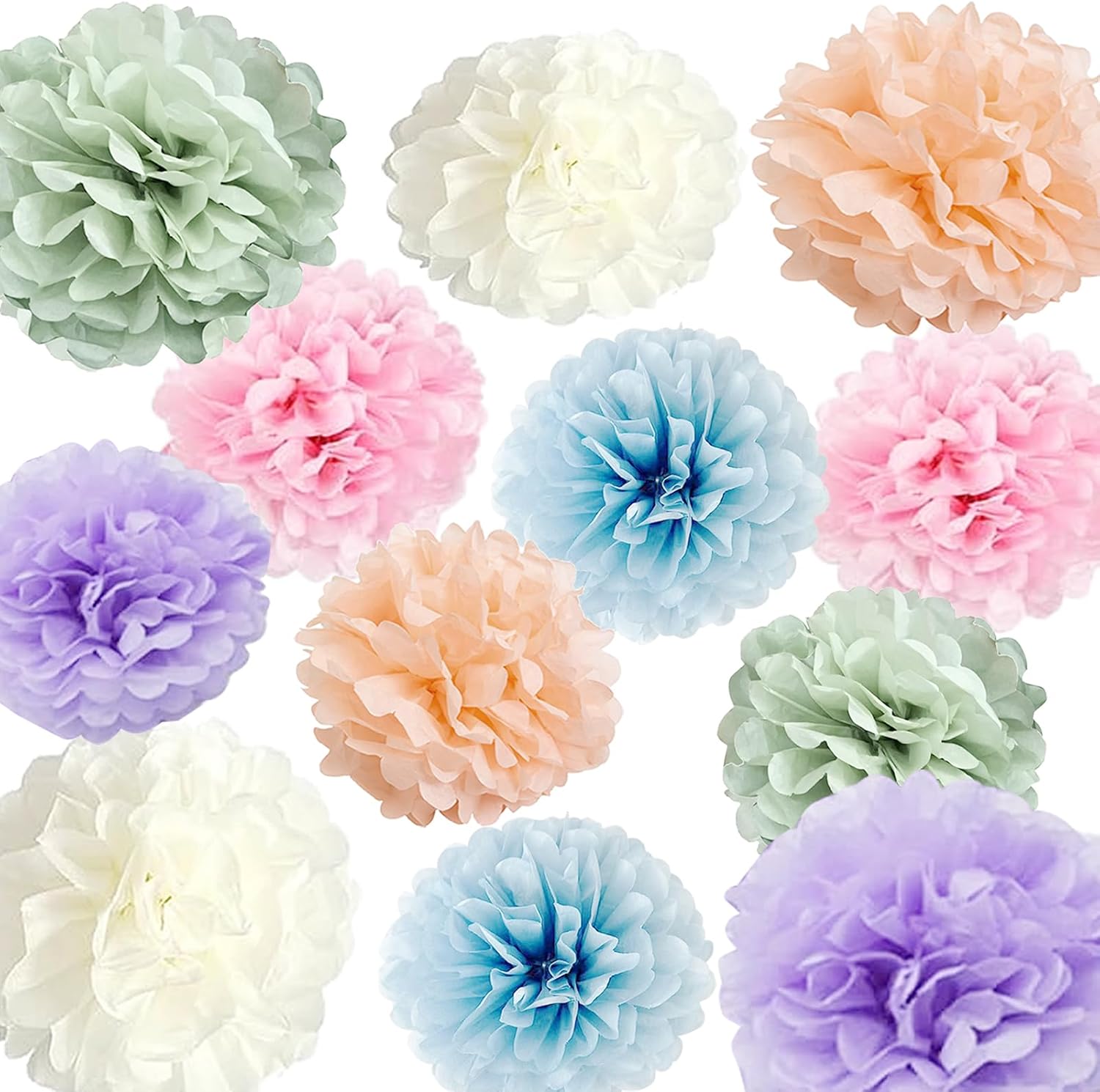 Rainbow Tissue Paper Pom Poms Party Decorations