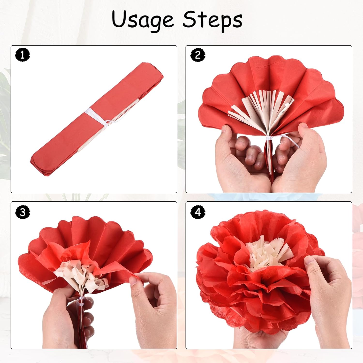 Rebower 6 Pcs Pink Paper Flowers 8 Inch Decor