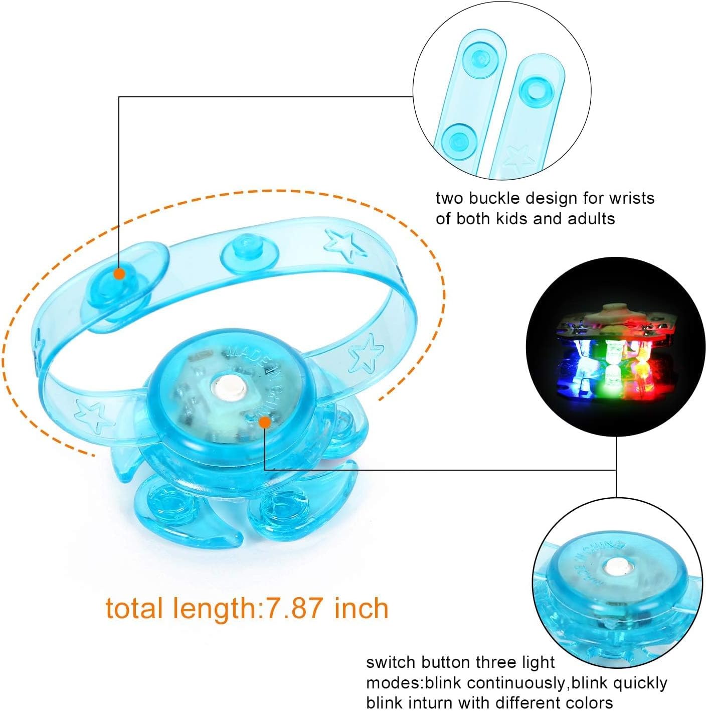 12 Pack Glow in the Dark LED Fidget Spinner Bracelets for Kids