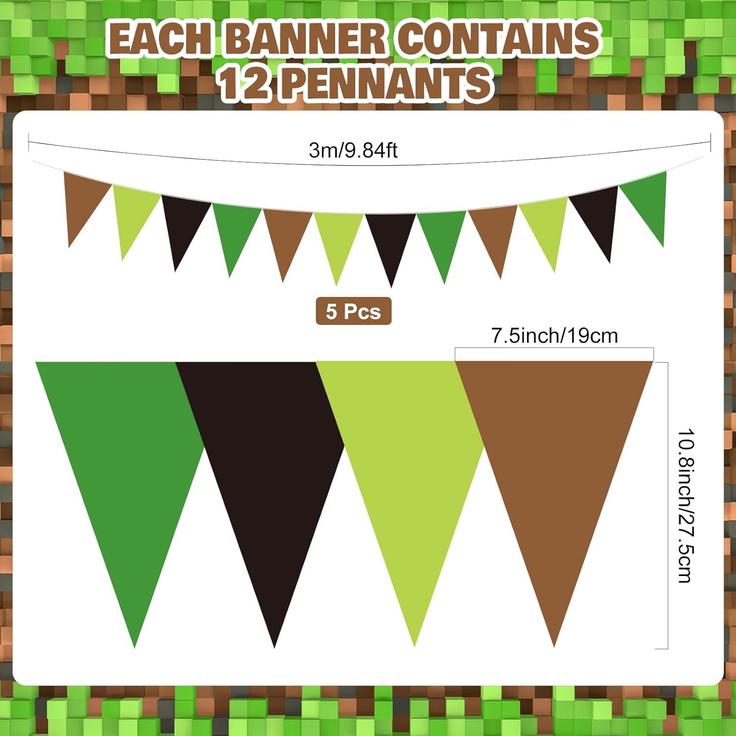 Tiamon 5 Pcs Mining Themed Birthday Decor Banners
