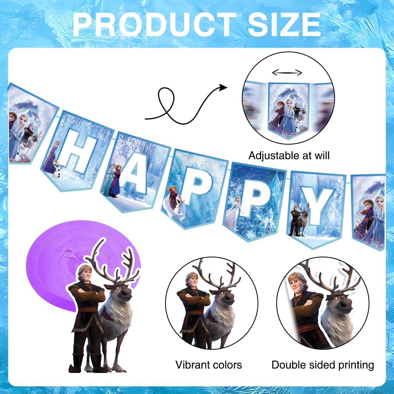 Cute Cartoon Birthday Decorations Banner and Swirls