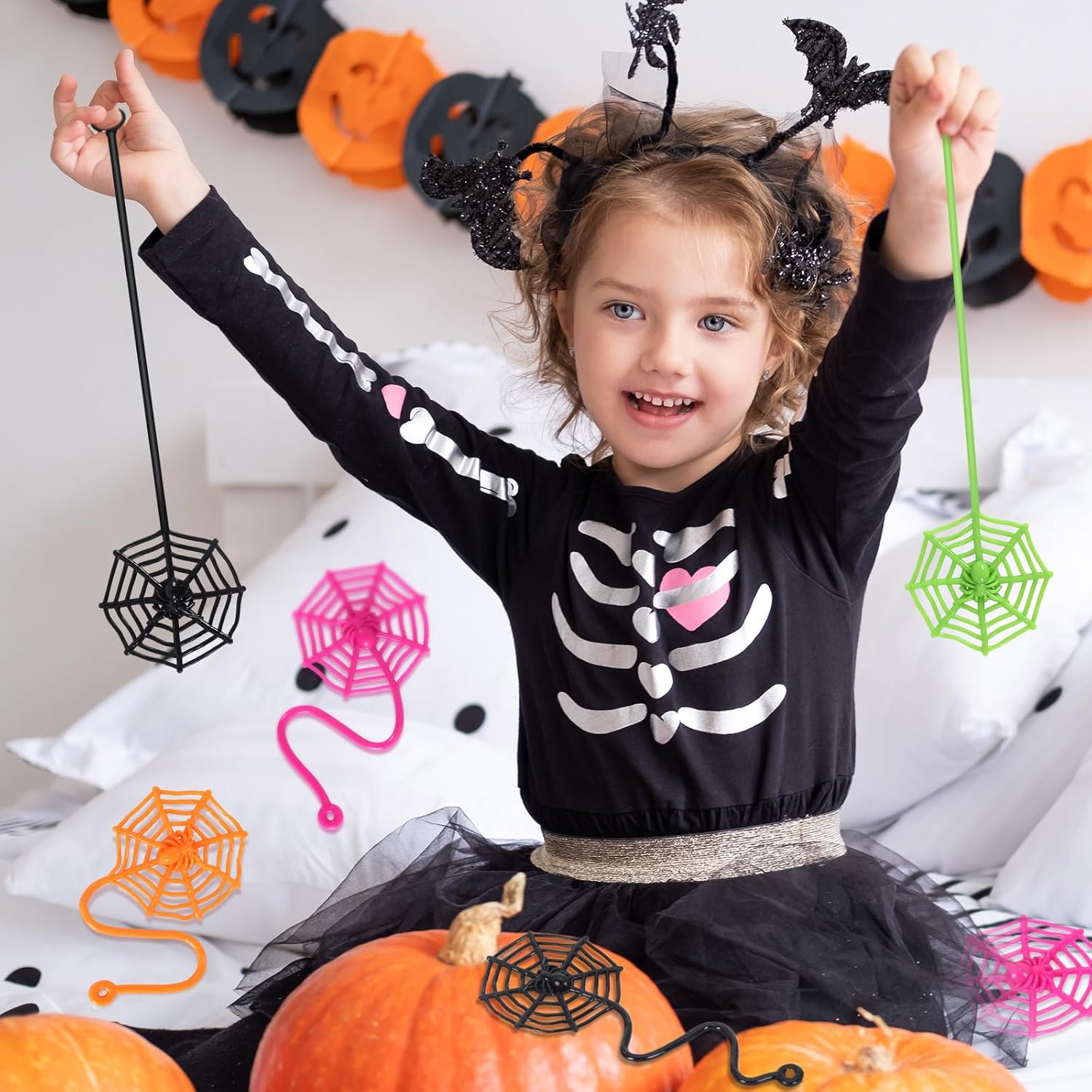 VICROIC 24PCS Sticky Spider Web Toy Set for Kids