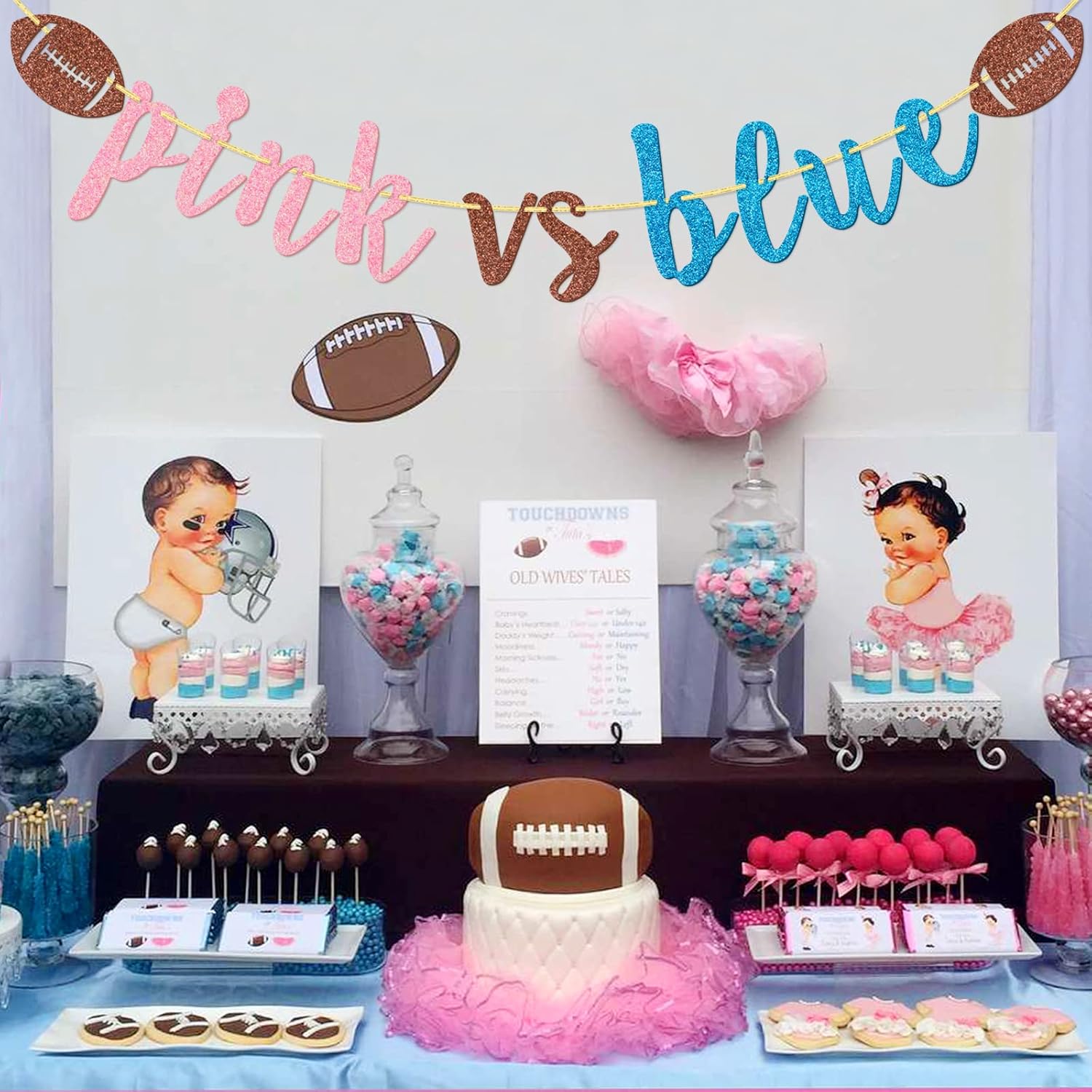 Pink Vs Blue Football Banner for Gender Reveal Party