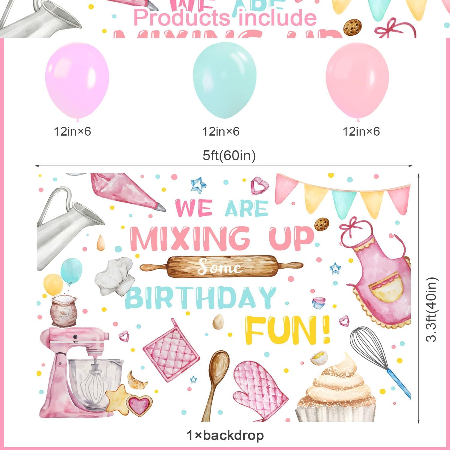 59 Pcs Baking Birthday Party Supplies Set