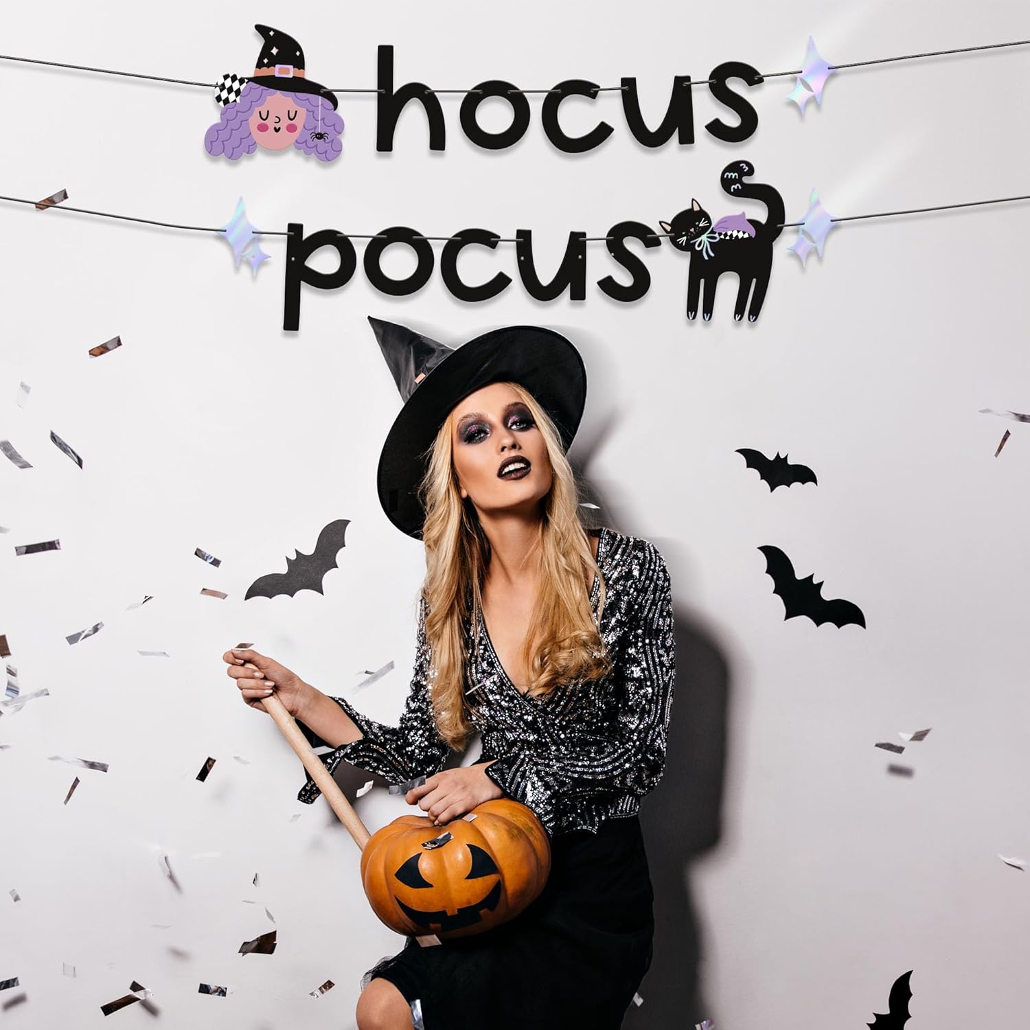 Hocus Pocus Halloween Banner - Witch Cat Decor