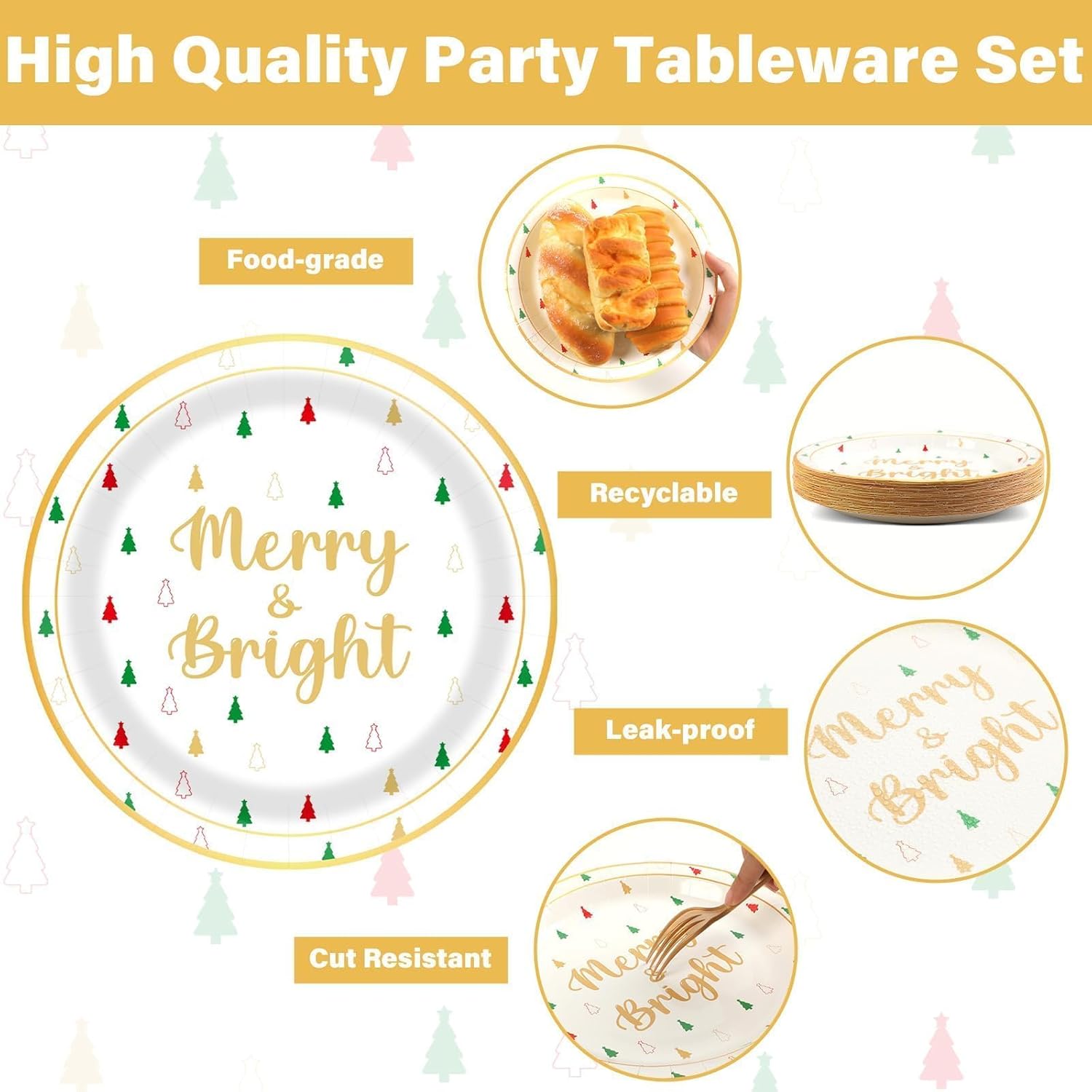 100 Pcs Christmas Party Plates Napkins Decor