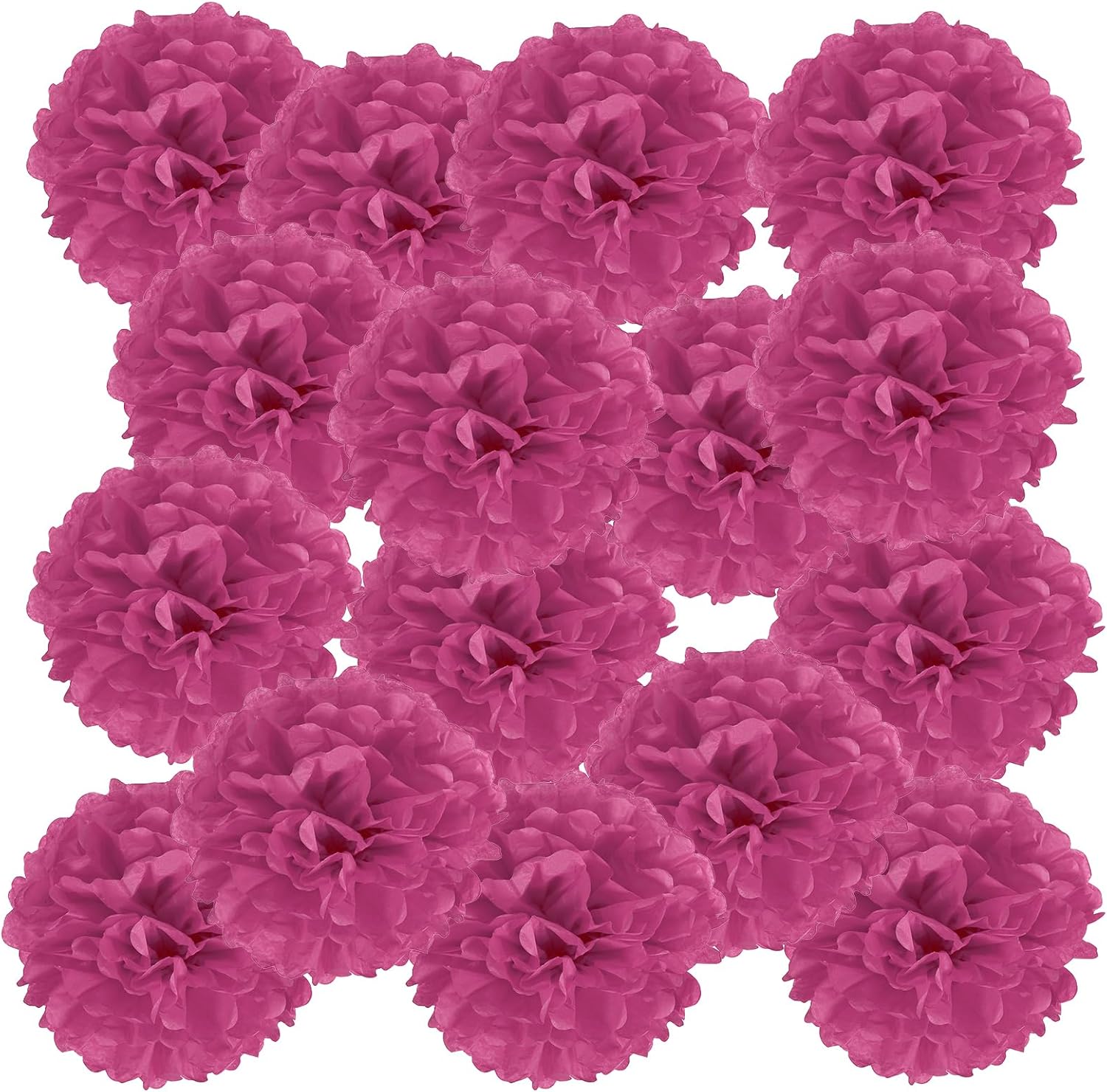 PATIKIL 6 Inch Fuchsia Tissue Pom Pom Flowers 20 Pack