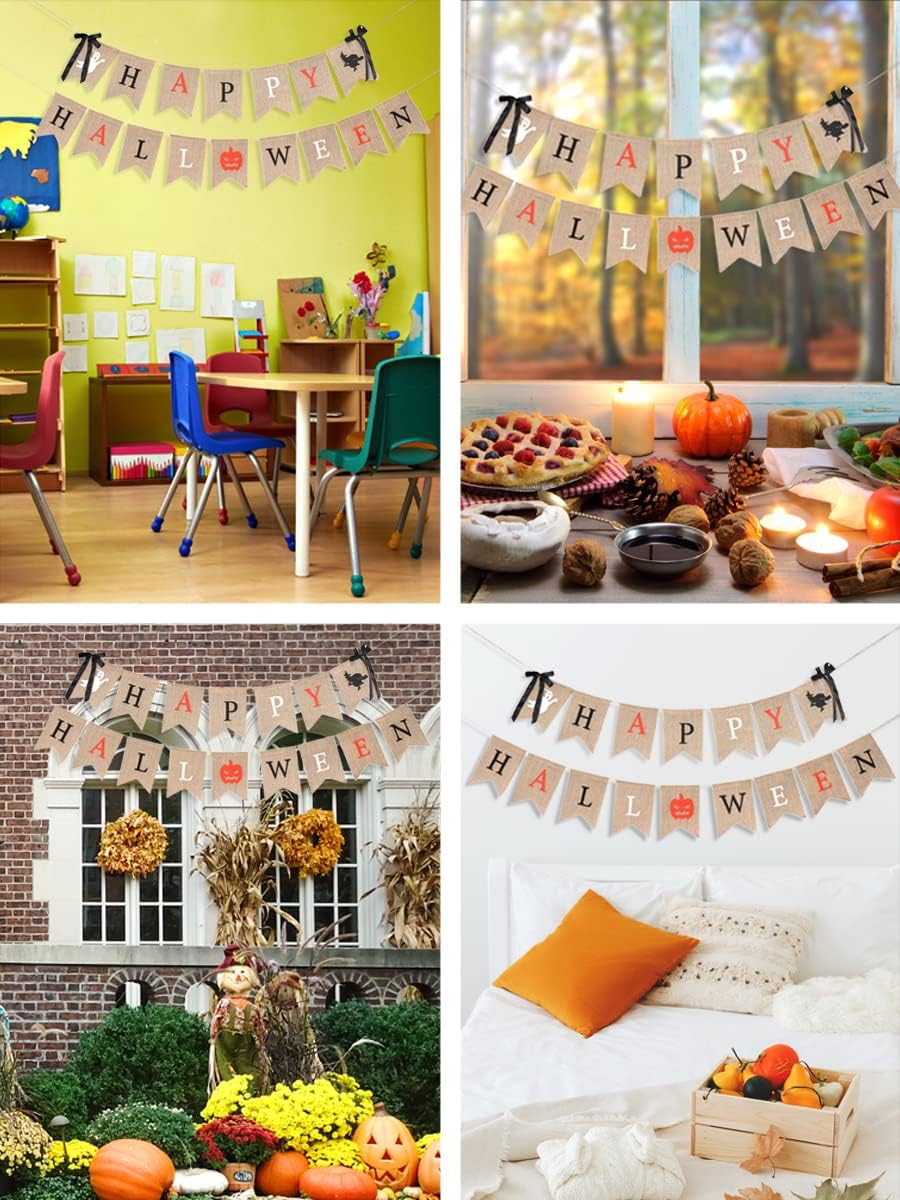 Mandala Crafts Happy Halloween Banner - 16 Letter Pennants Garland