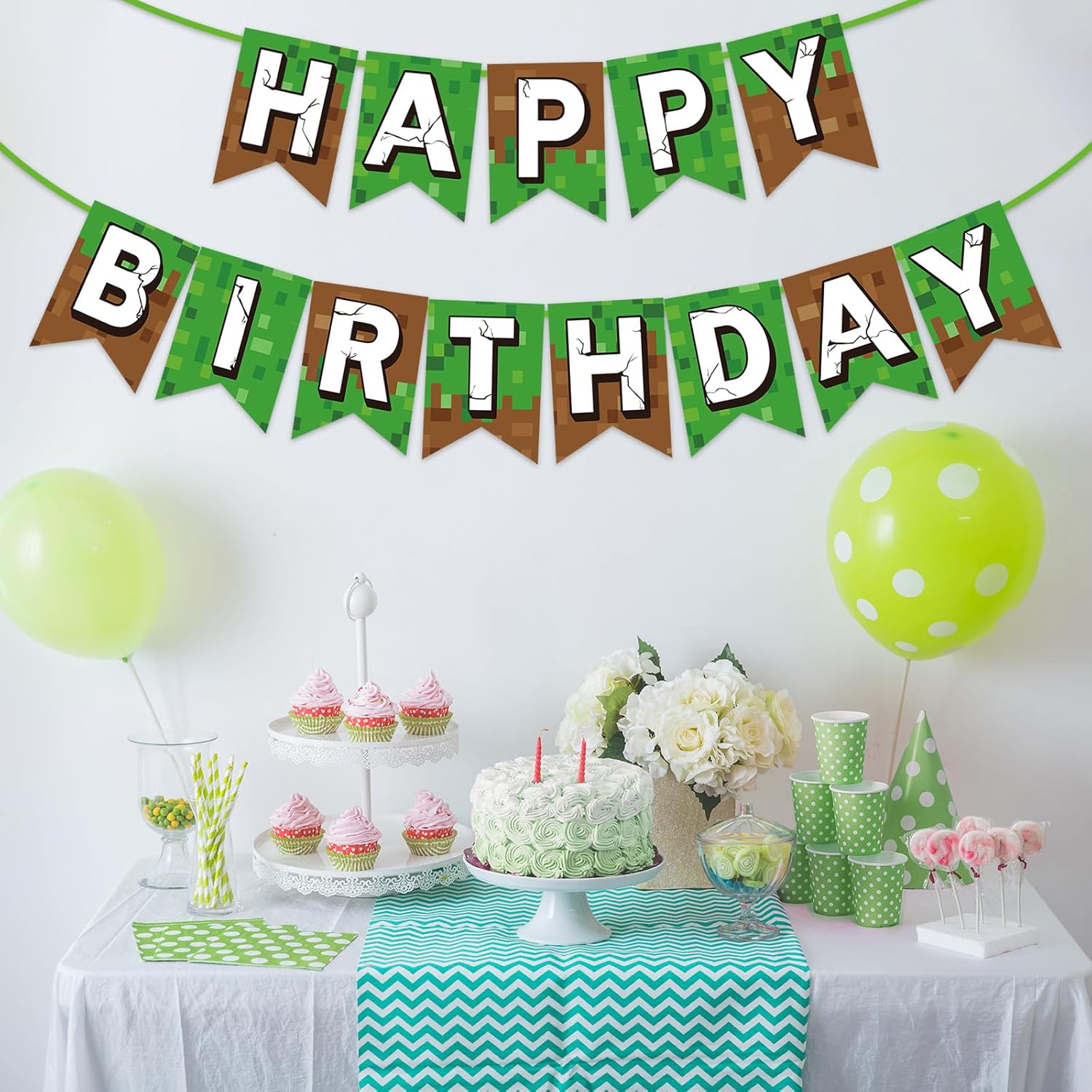 Pixel Happy Birthday Banner for Gamer Parties