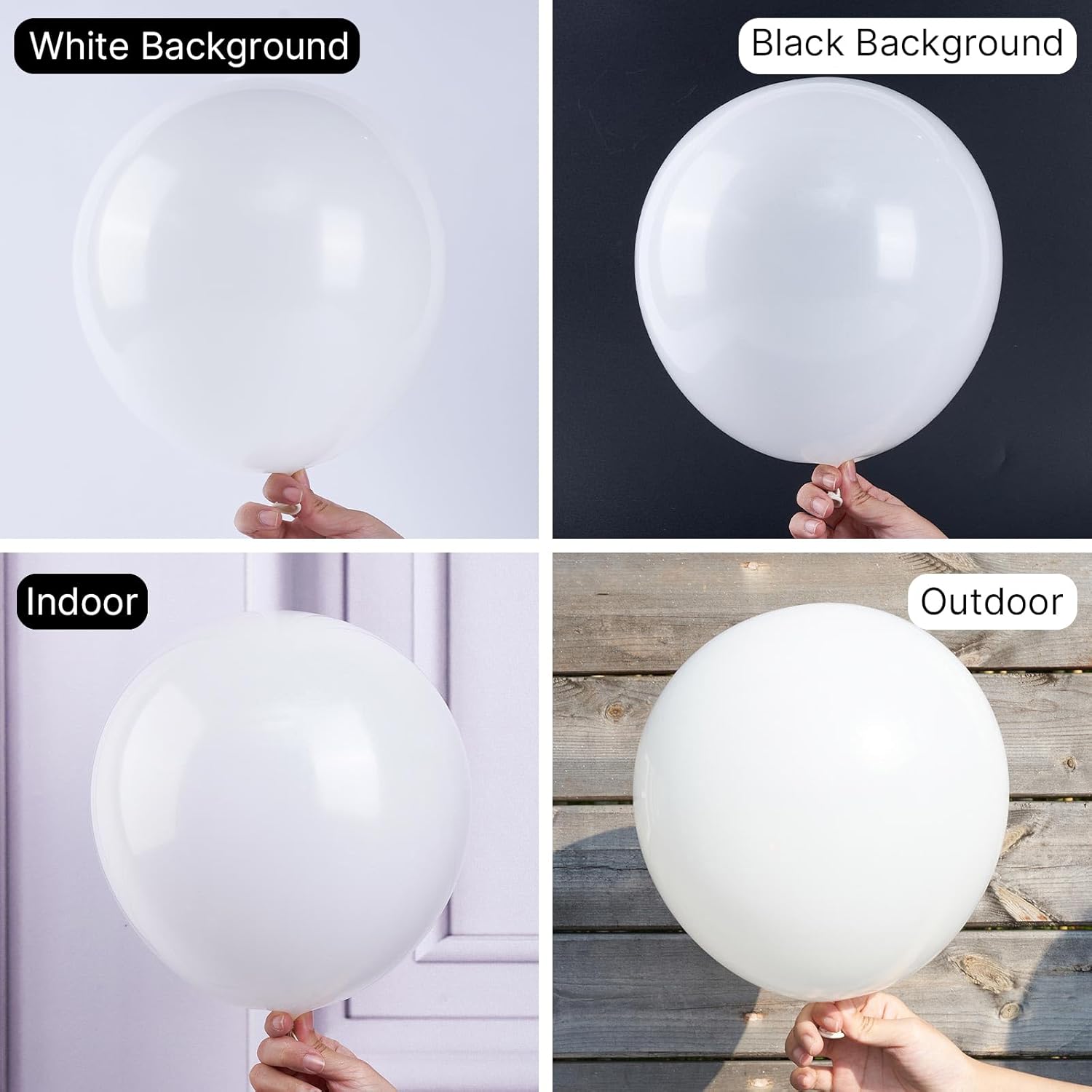 PartyWoo 120 White Balloons Different Sizes Decoration Kit